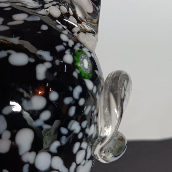 Arte Murano Icet Glass Blown Fish~ Milifori Eyes~Black with White Speckles - Picture 7 of 8